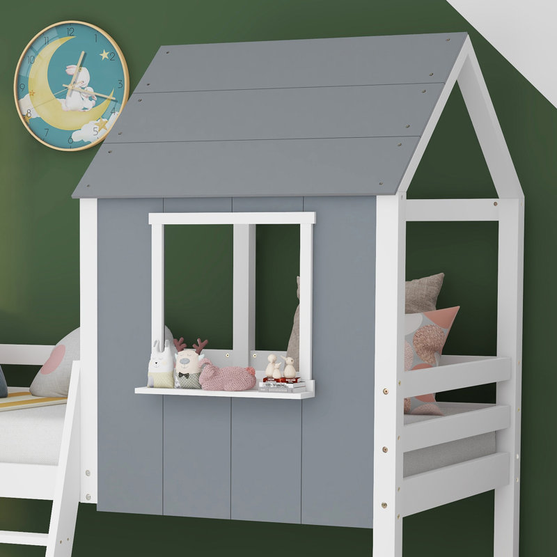 North Stoke Loft Bed House Beds with Built-in Ladder Included