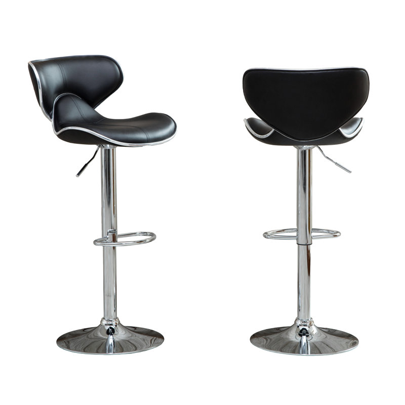 Ensemble de 2 tabourets pivotants réglables Masaccio avec base chromée Airlift, Noir