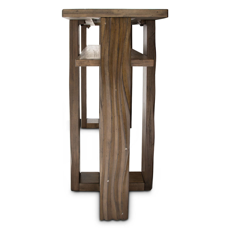 Boardwalk Brown 52'' Acacia Wood & Glass Console Table with Storage