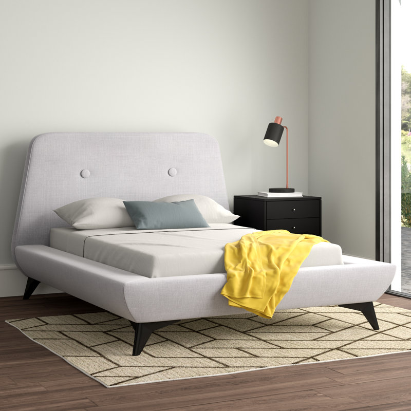 Buster Upholstered Bed, Single (3'), Light Grey