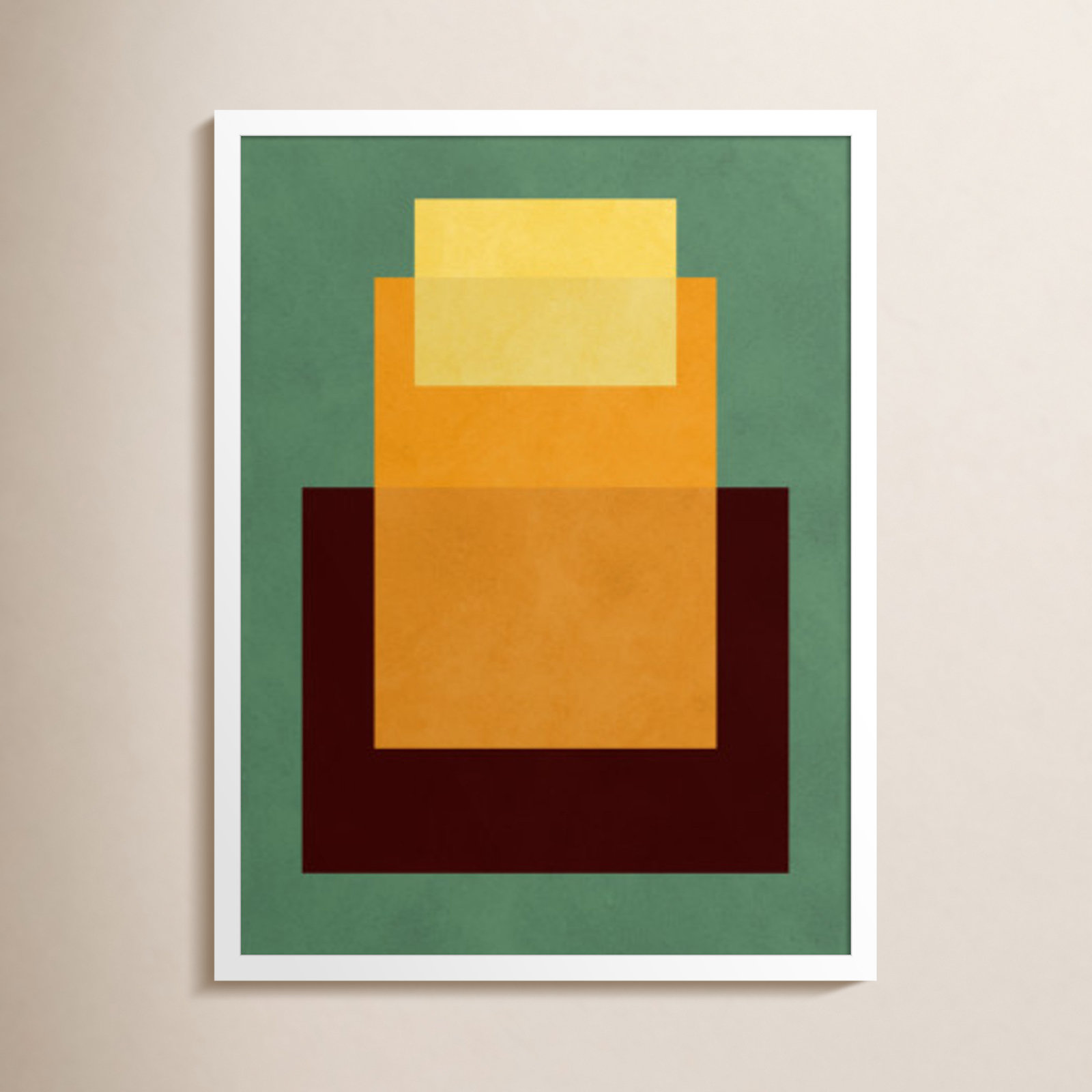 Overlapping Geometry 10 Print, Green/Orange, White, 25" H x 19" W