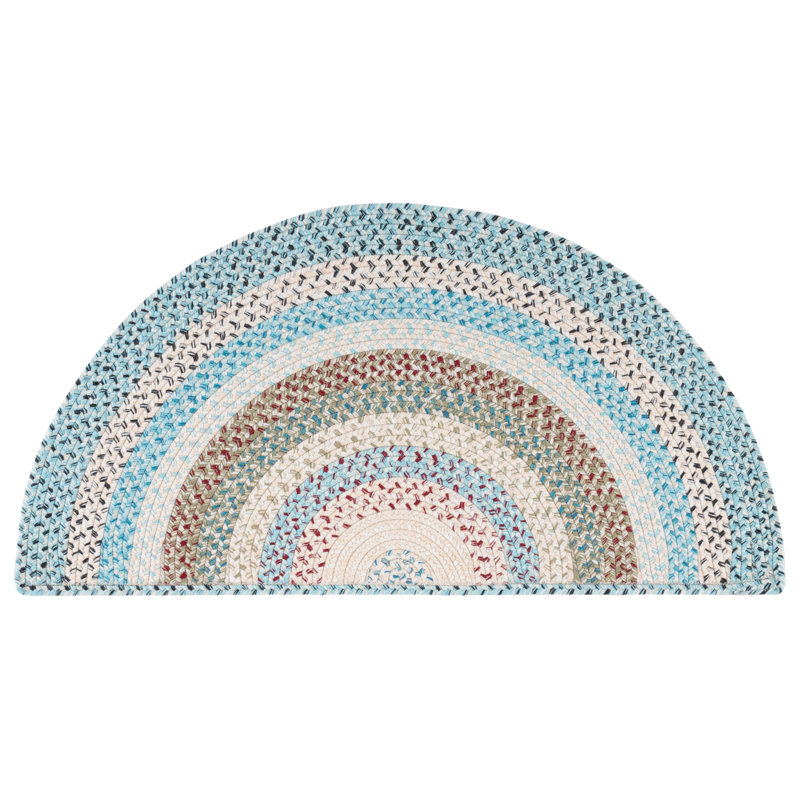 Braided 322 Area Indoor/Outdoor Area Rug In Beige / Light Blue, Runner 2' x 4'