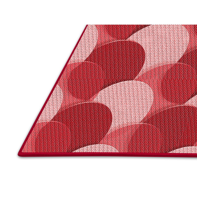 Tapis abstrait en laine rouge, Rectangle 7 pi x 10 pi