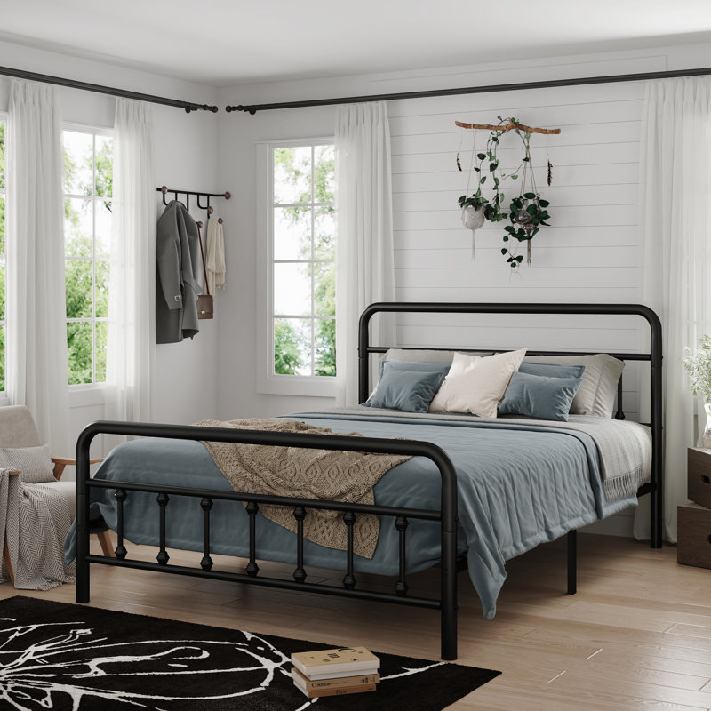 Metal Bed Frame,Full Size Bed Frame With Headboard,Structurally Stable, Under Bed Storage,No Box Spring Needed,Black, Full