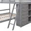 Lit superposé en bois avec six tiroirs et tablettes flexibles, lit inférieur avec roulettes-650744493