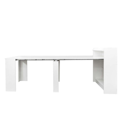 Modern Wooden Frame Extendable Dining Table with Storage by George Oliver