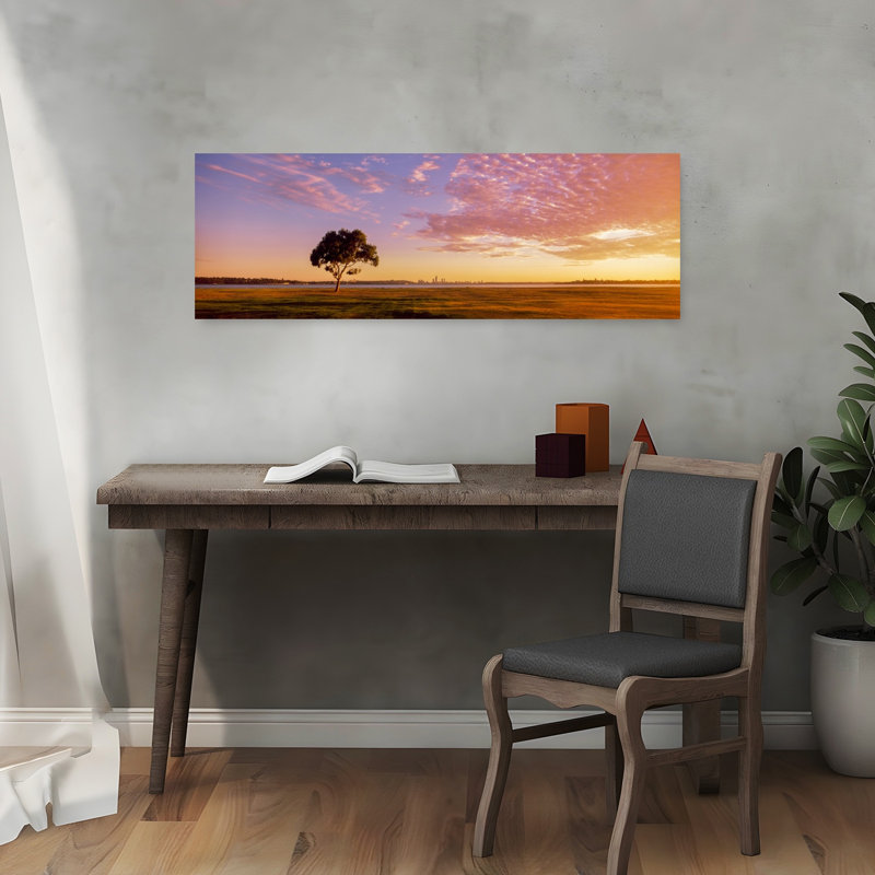 «Sunrise», art contemporain abstrait au lever du soleil, Australie, H 12 po x l 36 po