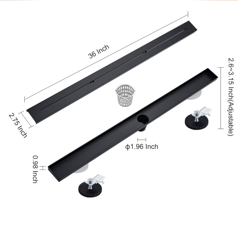 Grille linéaire de 36 po de largeur, Noir mat