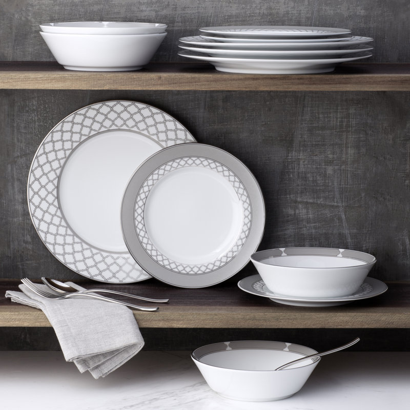 Service de table 12 pièces, service pour 4 Noritake Eernal Palace, Platine