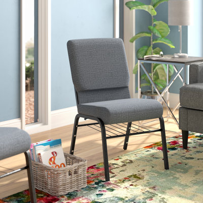 Bernardston 18.5"W Fabric Church Chair with Attached Book Rack