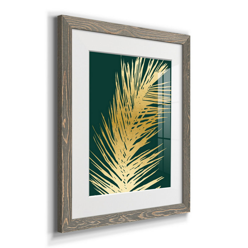 Emerald Palm II - Reproduction d'art graphique sur papier encadré, H 20 po x l 17 po x P 1,5 po, gris
