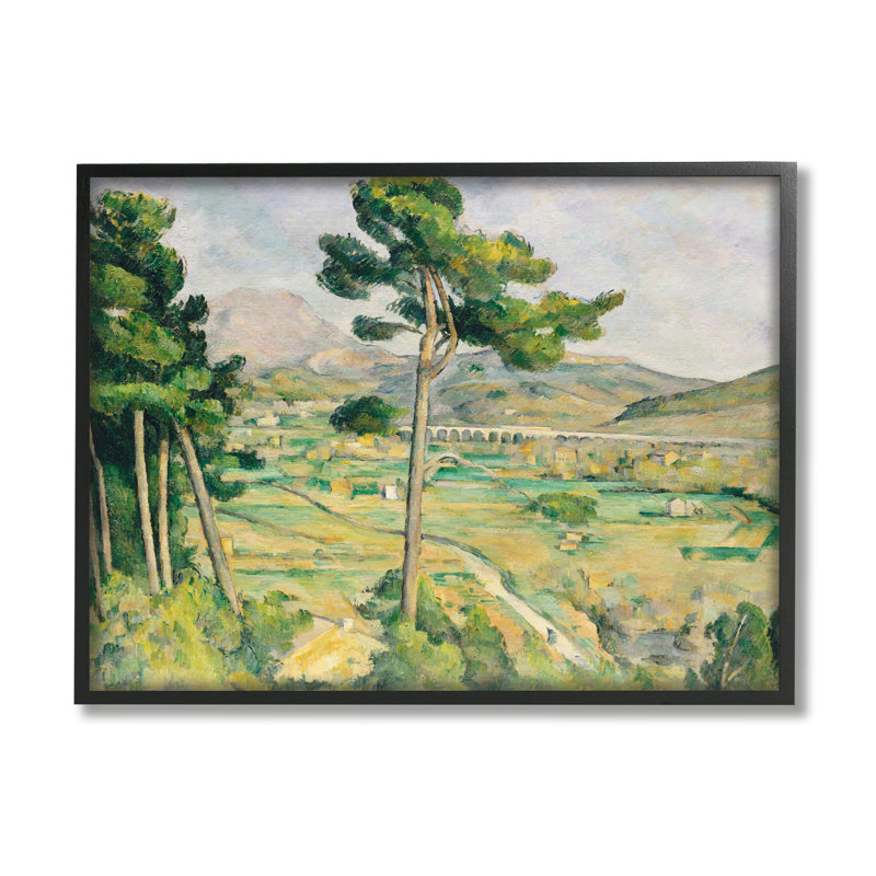 Paysage champêtre vert lointain, Giclée encadrée noir minuit, H 24 po x l 30 po x P 1,5 po