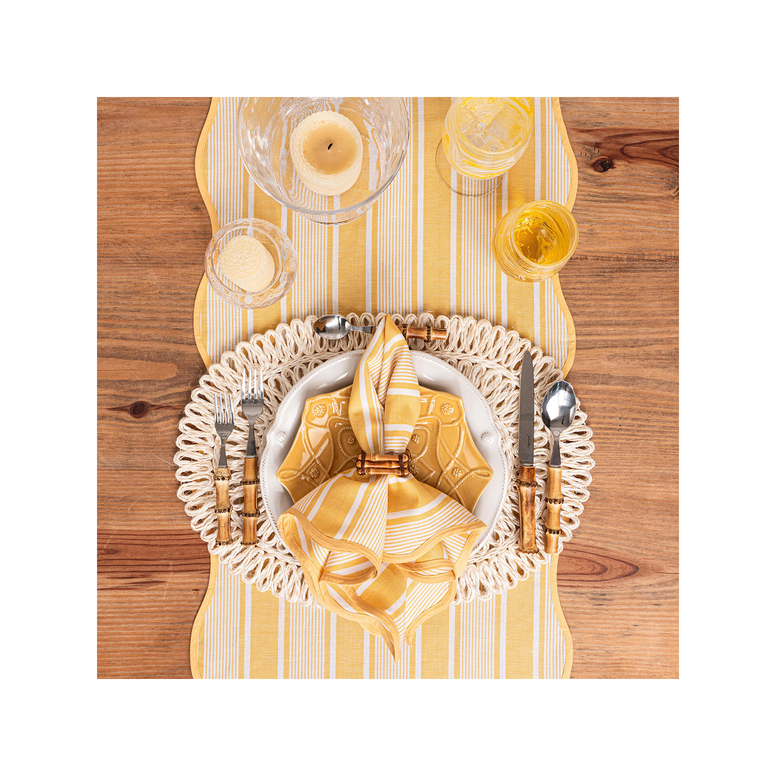 Cabana Stripe 18" x 90" Table Runner, Sunshine