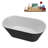 59" Streamline Soaking Glossy Black Freestanding Tub and Tray With Internal Drain-112235497