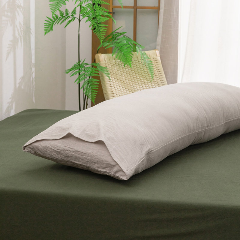 Housse de coussin 100% coton délavé Bestouch, De corps (20 po x 54 po), Lin gris