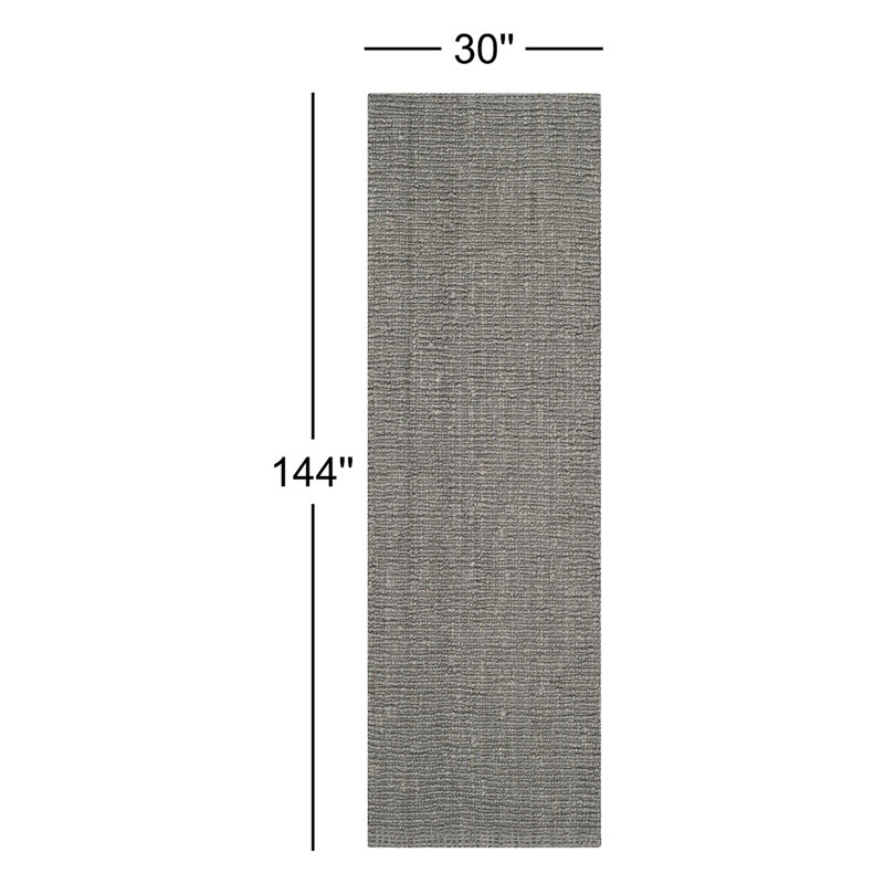 Alda Auckland Handmade Flatweave Jute/Sisal Gray Area Rug, Runner 2'6" x 12'