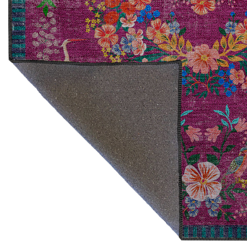 Tapis à motif floral multicolore à motif floral multicolore foncé, Rectangle 2 pi 8 po x 5 pi