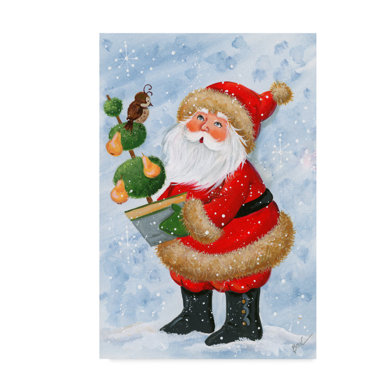 «Santa and A Partridge in A Pear Tree», art sur toile, H 19 po x l 12 po x P 2 po
