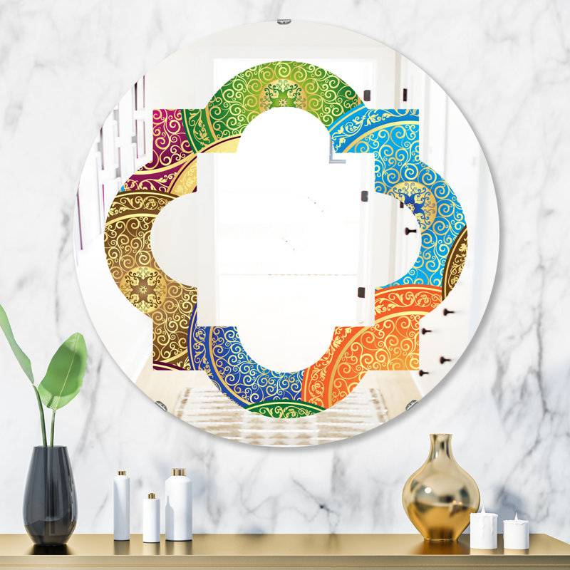 Miroir mural circulaire sans cadre éclectique, 23,6 po x 23,6 po