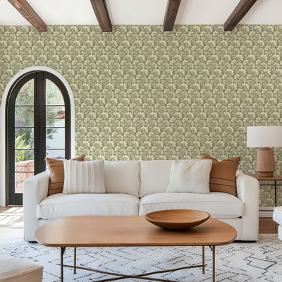 Papier peint botanique Wildflower - Olive Beige
