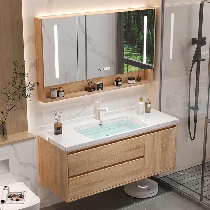 Armoire de salle de bain simple en bois rond