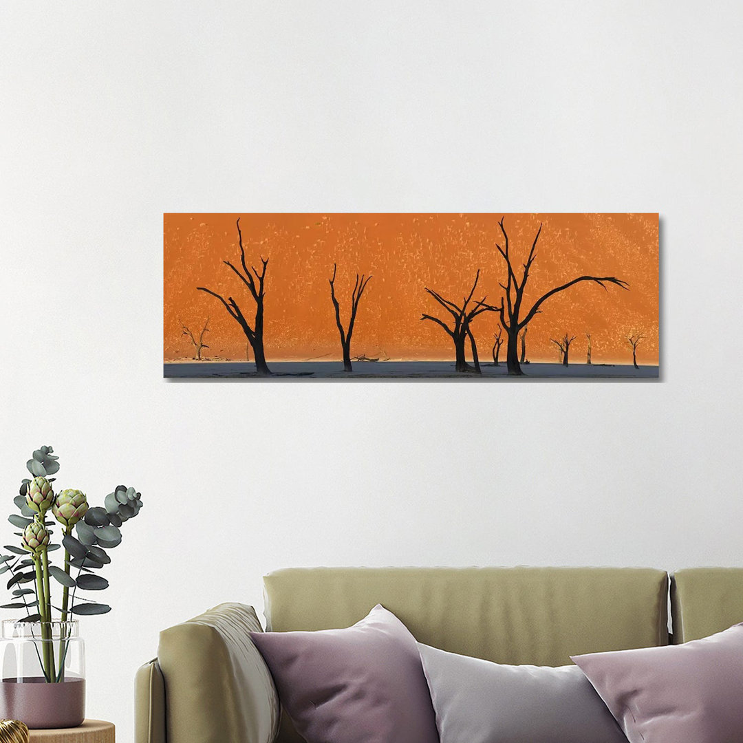 Dead Trees by Red Sand Dunes, Dead Vlei, Namib-Naukluft National Park, Namibia - Wrapped Canvas Panoramic Painting
