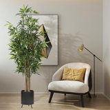 Faux Bamboo Tree in Black Pot for Indoor Home Decor