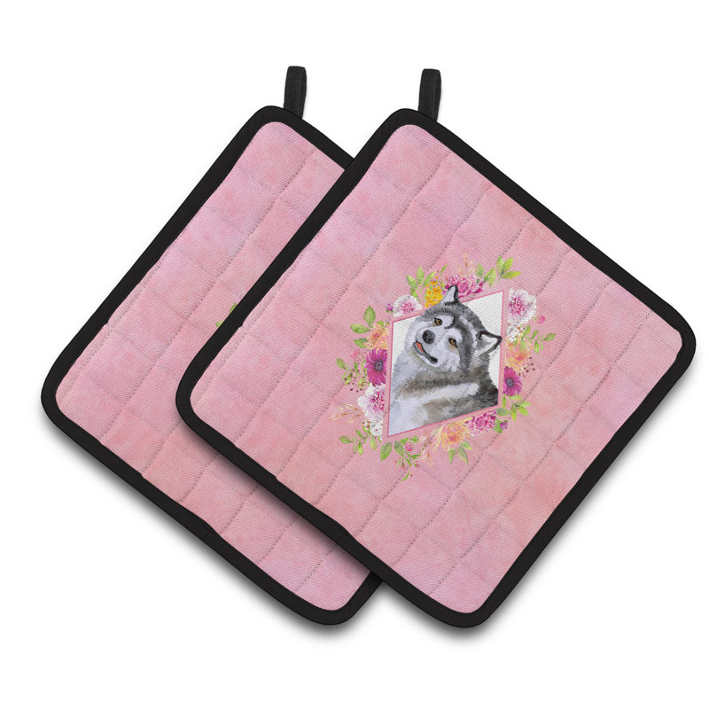 Ensemble de cuisinier poignée 2 pièces caroline trésors sheltie, Rose, Malamute d’Alaska