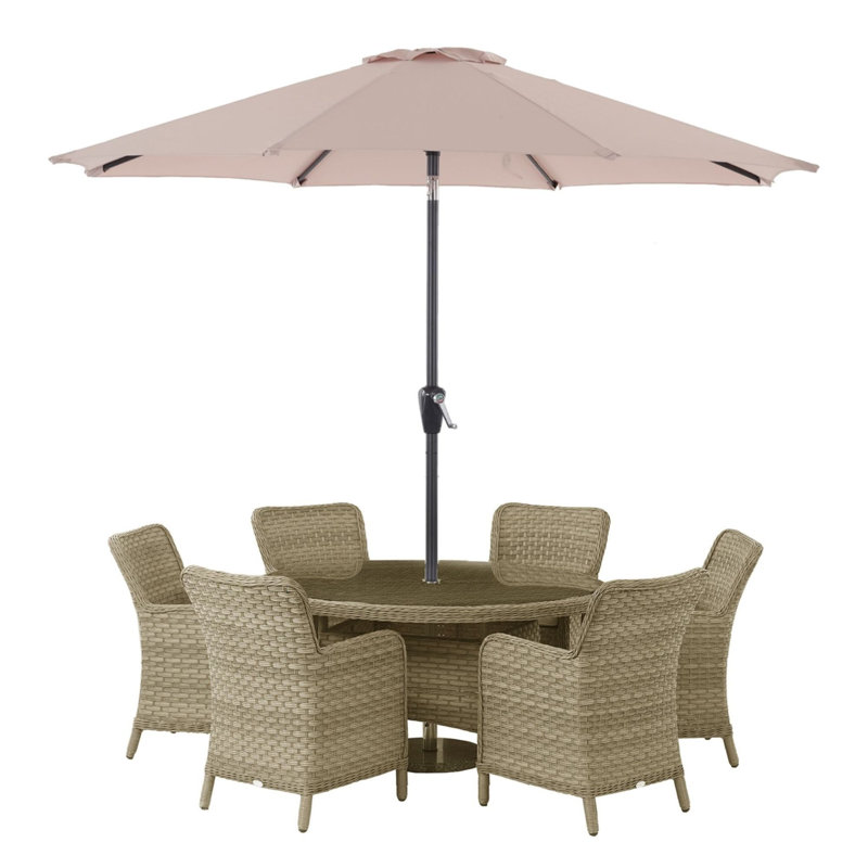 6 - Person Patio Dining Set with Round Table , Cushions Included