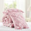 Couette 3 pièces pour lit double/queen, en microfibre rose avec fronces élastiques, moelleuse et confortable, idéale en toute saison, avec attaches de sécurité, respirante et adaptable.