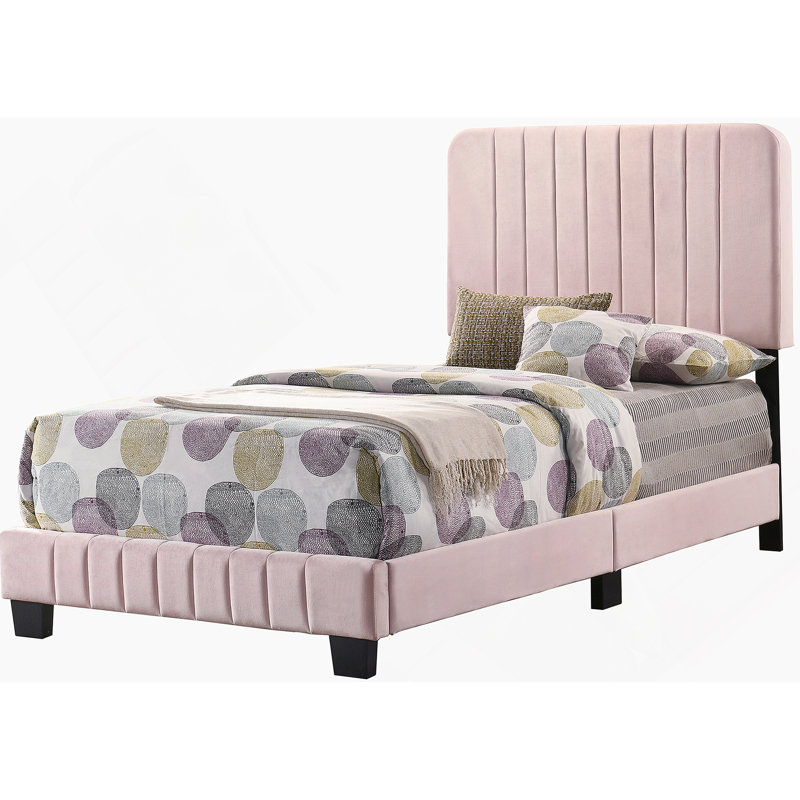 Structure de lit moderne avec tête de lit pour la chambre à coucher, Rose