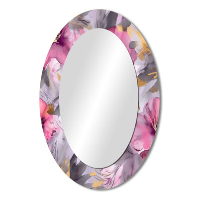 Petals Of Purple Yellow Hibiscus II - Traditional Oval Wall Mirror