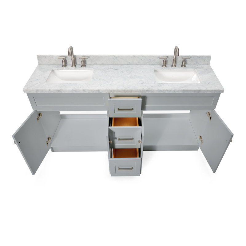 Ensemble de meuble-lavabo double 73 po Hamlet, gris