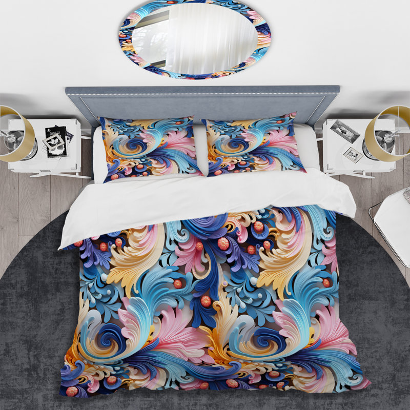 Ensemble de housse de couette Ethno Paisley Harmony Fuse Marble, Housse de couette pour grand lit et 2 taies décor