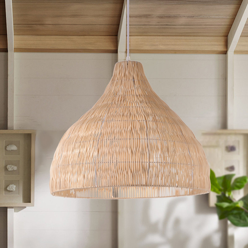 Aundray 1 - Light Natural Dome Pendant, 15.75"H x 15.75"W x 15.75"D