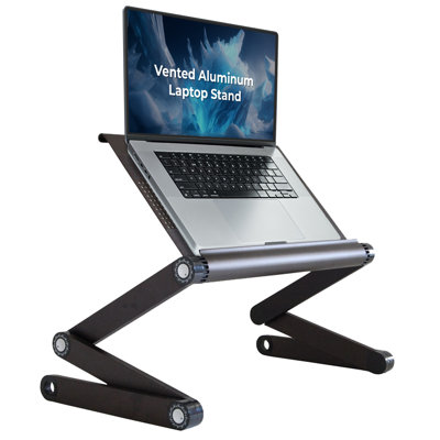 Support pour ordinateur portable et bureau pour ordinateur portable WorkEZ - Très grande table pour ordinateur portable réglable en aluminium - Noir