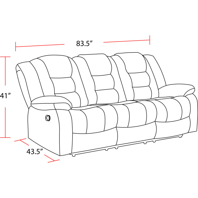 Ensemble de canapé inclinable manuel Blagota, 3 pièces: canapé, causeuse, fauteuil inclinable