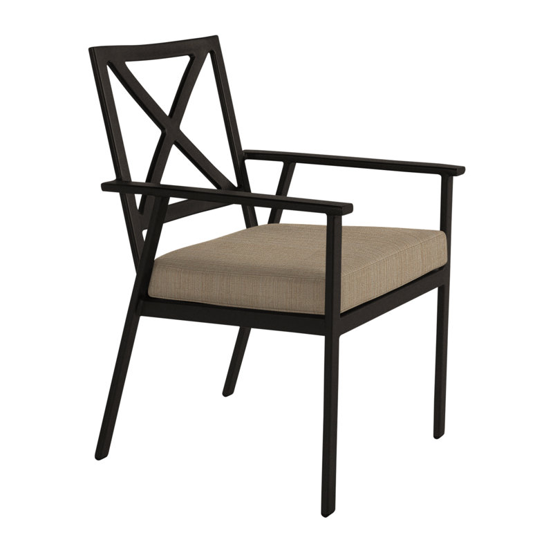 Marin Outdoor Dining Armchair, Carbon Black, Sash Denim