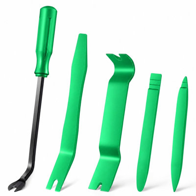 Ensemble de 5 outils de démontage de garniture en plastique pour panneaux intérieurs, attaches de tableau de bord et attaches