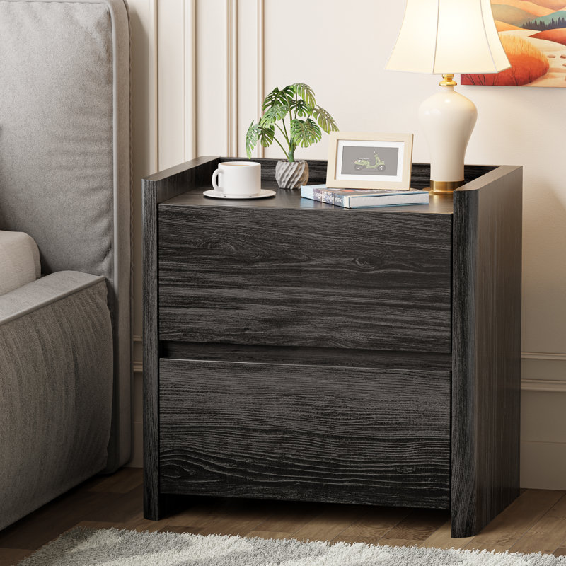 23.6’’ Wide 2-Drawer Modern Nightstand, Dark Grey, Individual