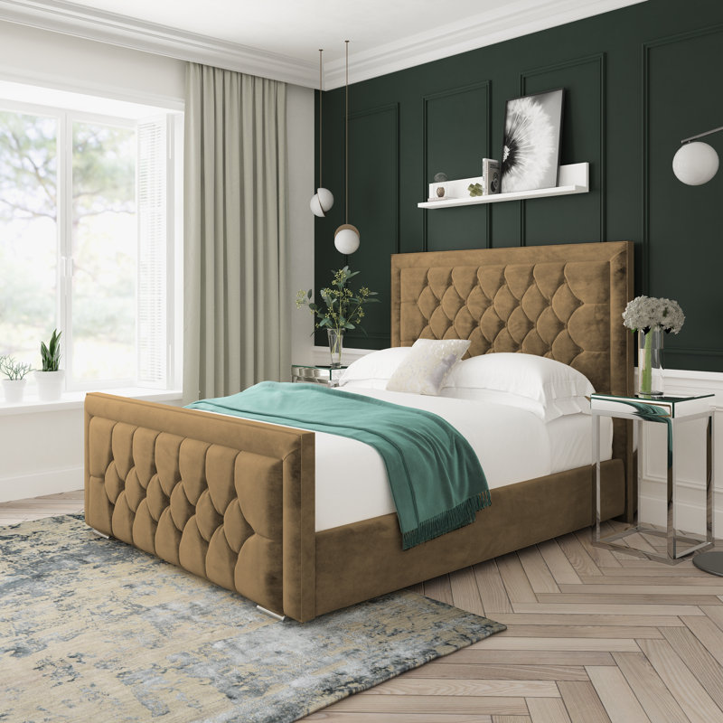 Upholstered Bed, Double (4'6), Mink