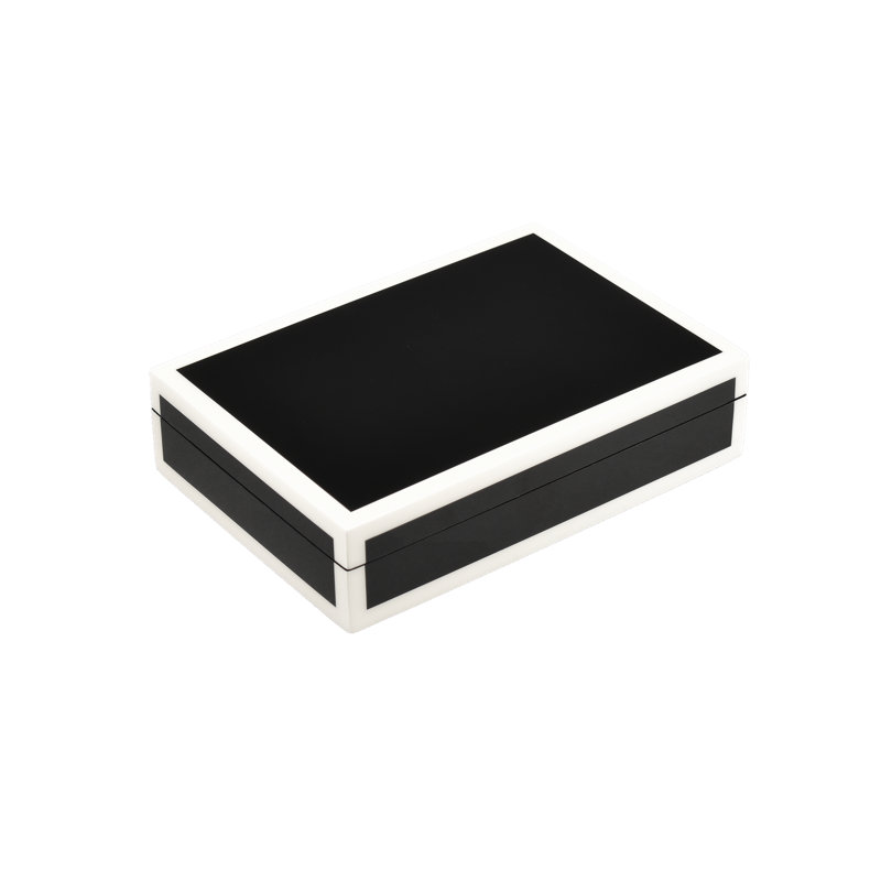 Handmade Lacquer Decorative Box, Black/White