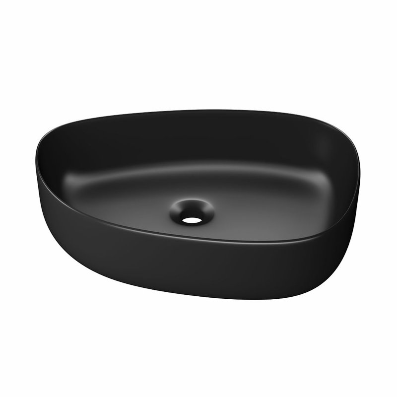 Lavabo de salle de bain ovale en porcelaine vitreuse 22 po x 16 po Zermatt, Noir mat
