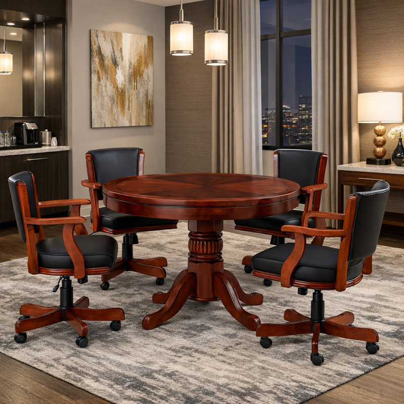 Gtbl48 noir avec ensemble de chaise de jeu, English Tudor