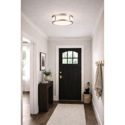 Plafonnier encastré à DEL intégré en nickel brossé de 10 pouces, 1225 lumens 24 W, 3 lumières à température de couleur sélectionnable 3000 K / 4000 K / 5000 K, à intensité variable, diffuseur en verre blanc gravé, intérieur