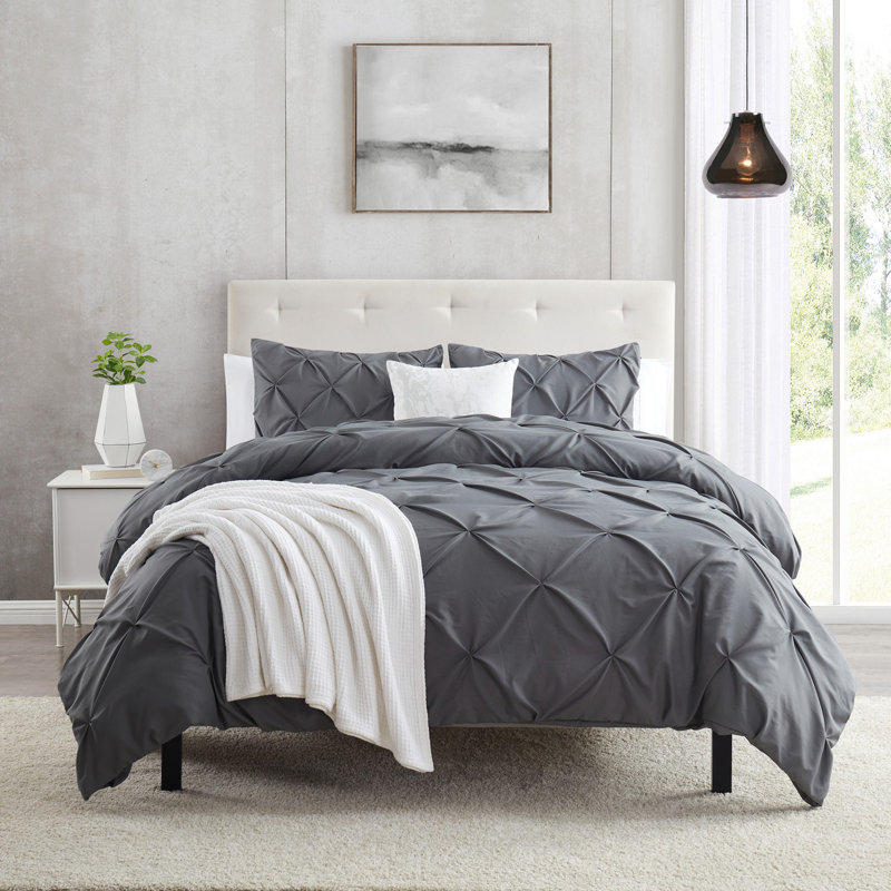 Polyester Duvet Cover & Insert, Queen Duvet + 3 Additional Pieces, Gray
