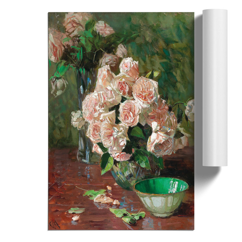 White Roses by Carl Moll - Frameless Print, 59cm H x 42cm W x 0.1cm D