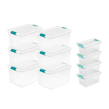 Sterilite 64 qt Latching Plastic Holiday Storage Bin Clear Container, (12 Pack)
