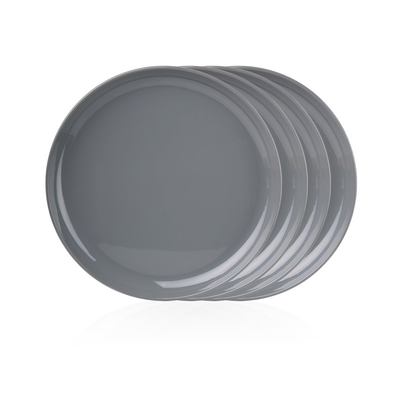 Gray Handcrafted Melamine Stacking Dinner Plates Set