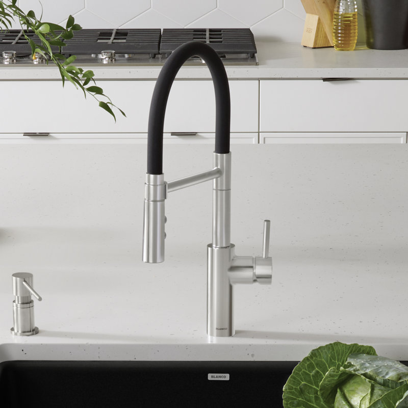 Catris Flexo Semi-Pro Pull-Down Dual-Spray Kitchen Faucet, PVD Steel